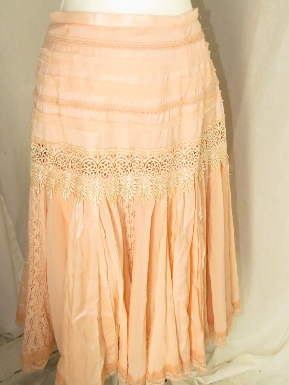 Lucky & Coco Peach Lace Boho Midi Skirt NWT – Size 12, Cottagecore Festival
